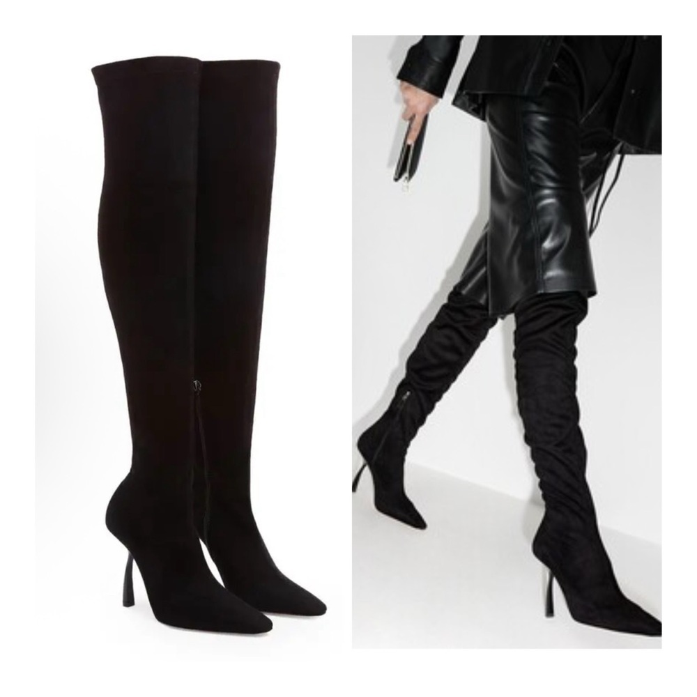 PIFERI Chic Black Over-the-Knee Heeled Boots